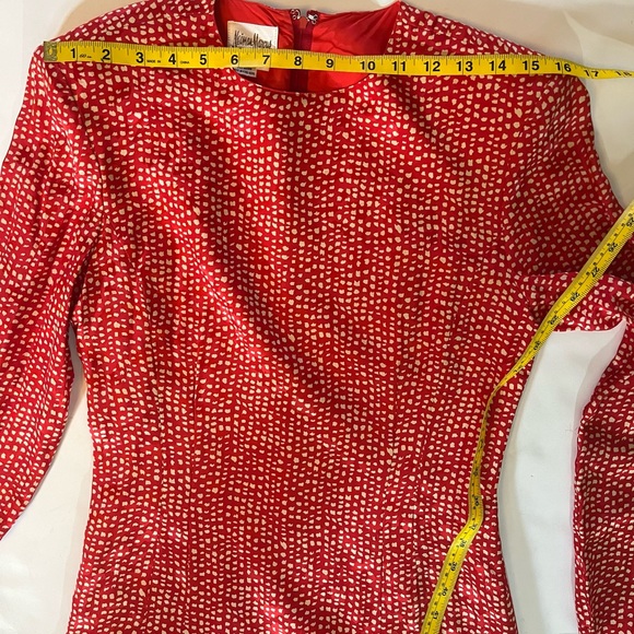 Vintage Neiman Marcus 1980s Red Dots Ruffle Dress 100% Silk SZ 4 - Picture 9 of 15
